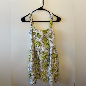 Jessica Howard Green, Black & Beige Strappy Sundress Size 8 Lined Zip Closure